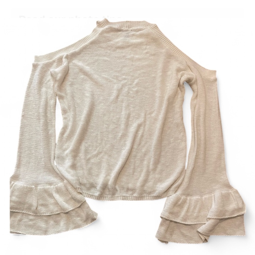 Size M l Express - White, Cold Shoulder Bell Sleeved Sweater